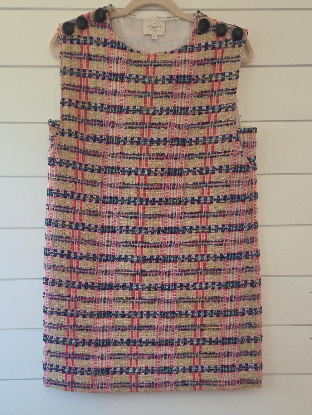 Sezane Pink Multi Tweed Shift Dress- Size 38/6